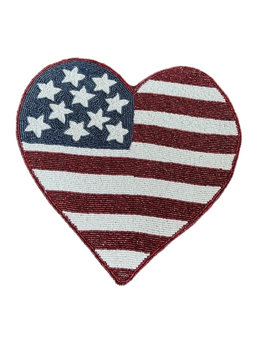 STOREHOUSE AMERICANA HEART STARS-STRIPES" PATRIOTIC Beaded Placemat Charger New
